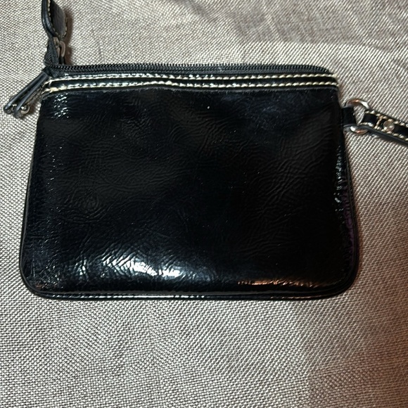 Nine West Black Patent Leather wristlet with strap - Picture 2 of 5